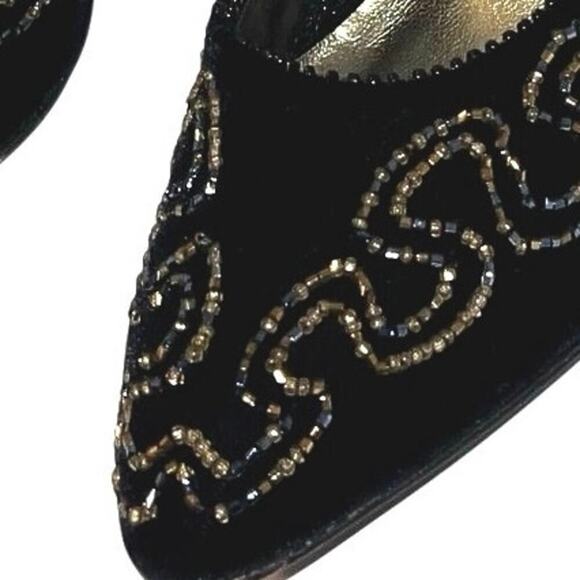 J.Renee’ ladies size 9.5 M velvet sequin 2.5 heel slip on Y2K WhimsyGoth - Picture 2 of 8